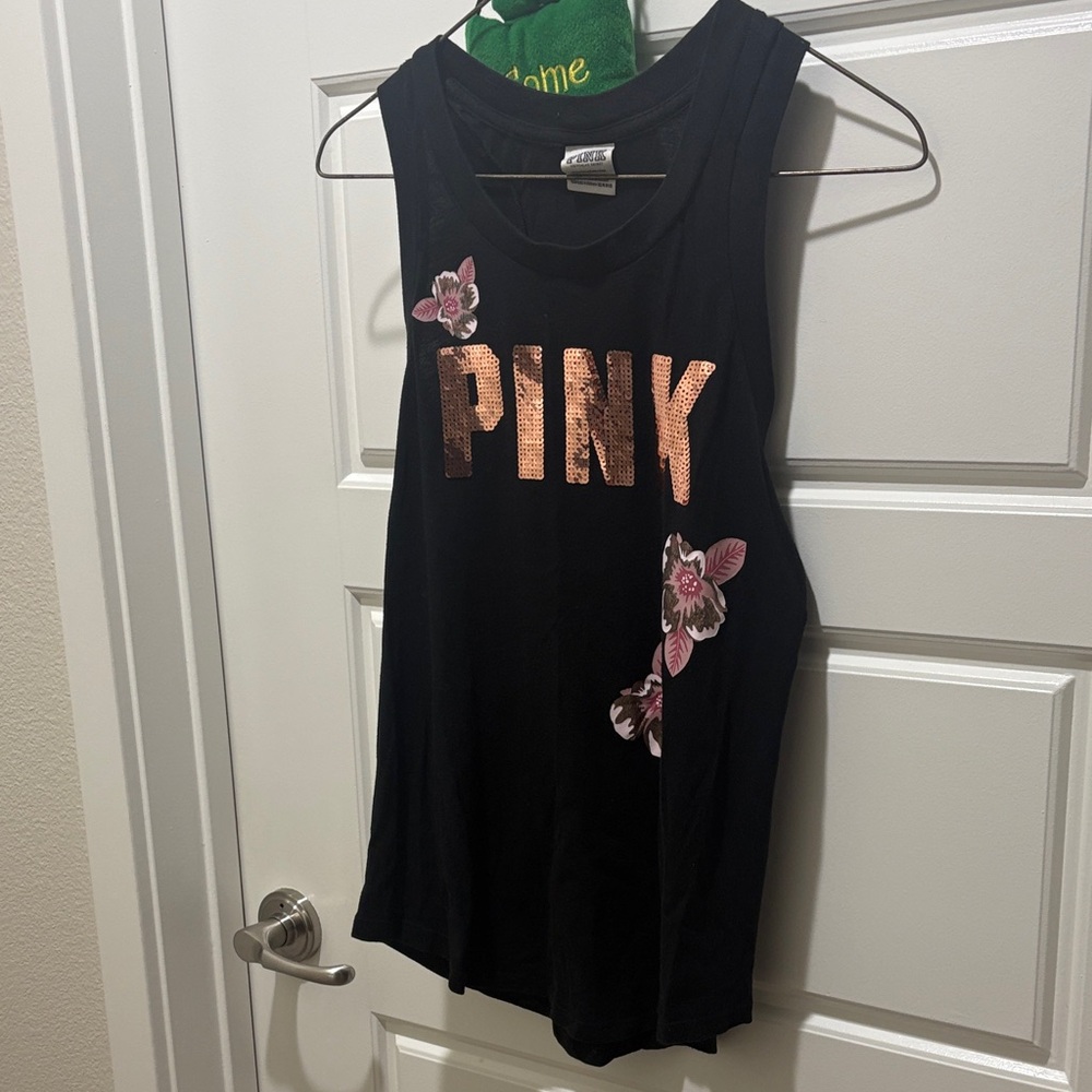 Vintage PINK Bling Floral Tank Top